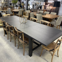 Hartley Extension Dining Table with Crossbar - 2.1m - 2.6m - 3.1m - Black