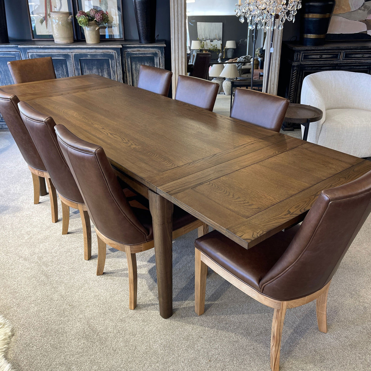 Hartley Double Extension Dining Table - 1.8m - 2.3m - 2.8m - Dark Brown Oak