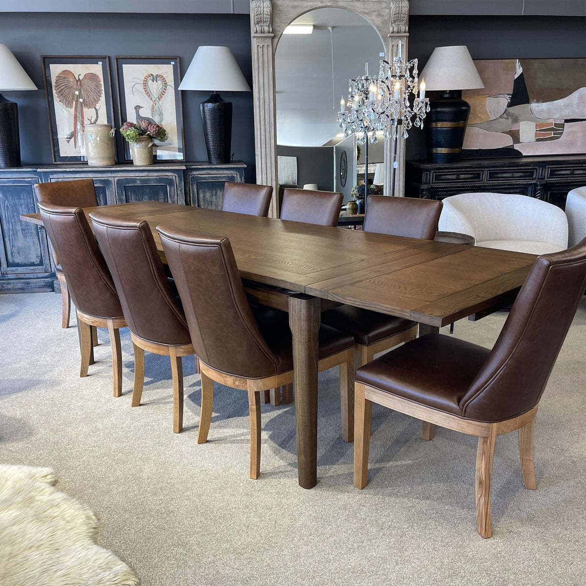 Hartley Double Extension Dining Table - 1.8m - 2.3m - 2.8m - Dark Brown Oak