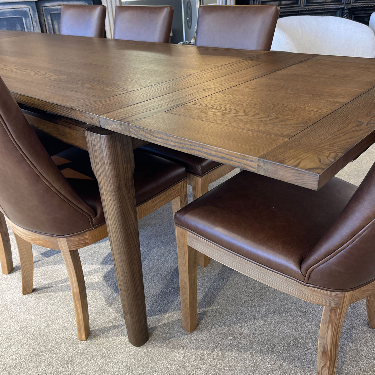 Hartley Double Extension Dining Table - 1.8m - 2.3m - 2.8m - Dark Brown Oak