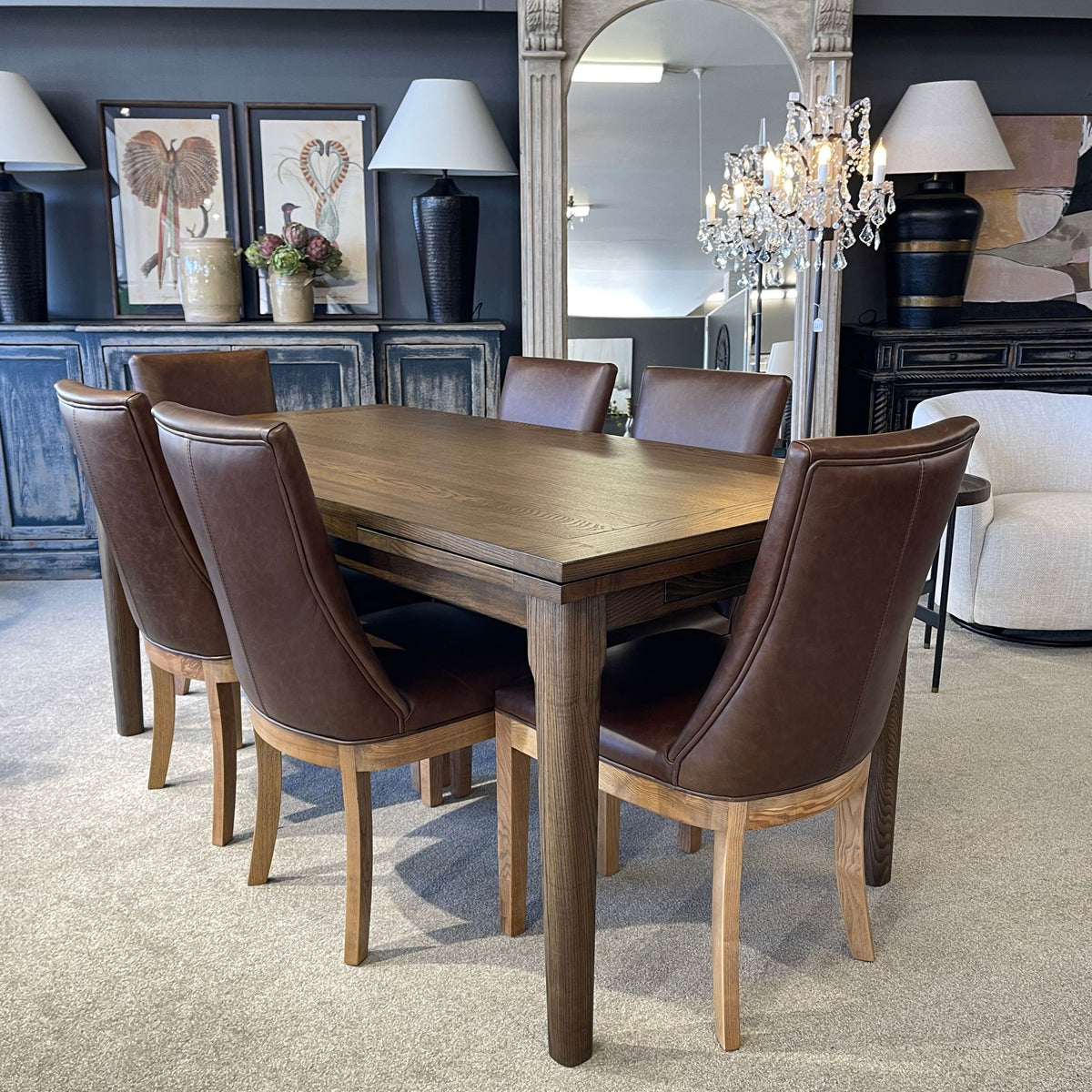 Hartley Double Extension Dining Table - 1.8m - 2.3m - 2.8m - Dark Brown Oak