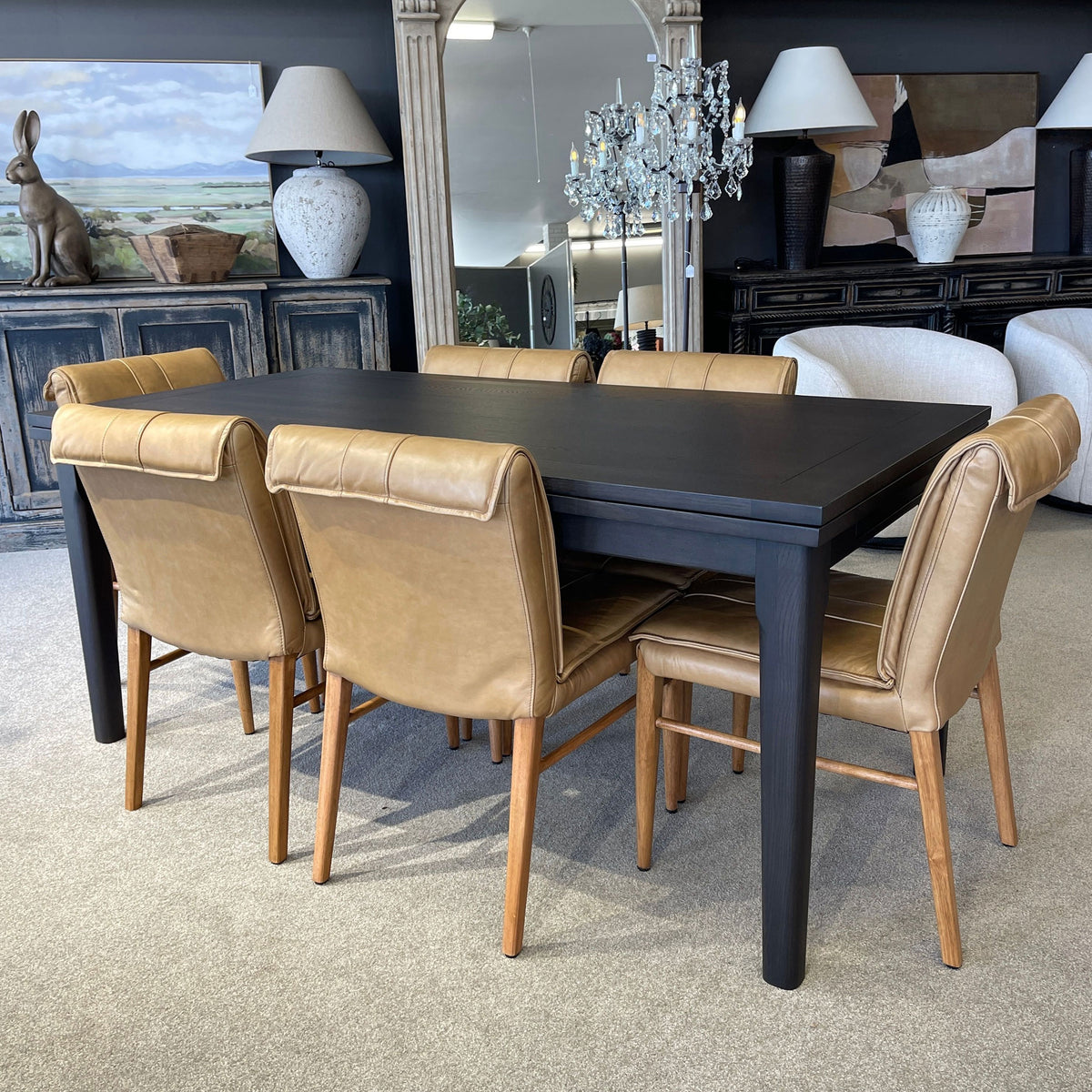 Hartley Double Extension Dining Table - 1.8m - 2.3m - 2.8m - Black