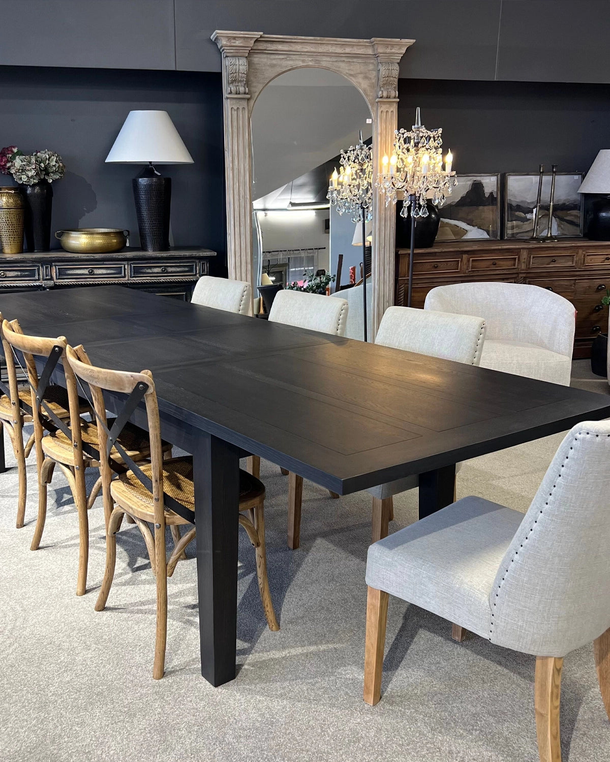 Hartley Extension Dining Table - 2.1m - 2.6m - 3.1m - Black