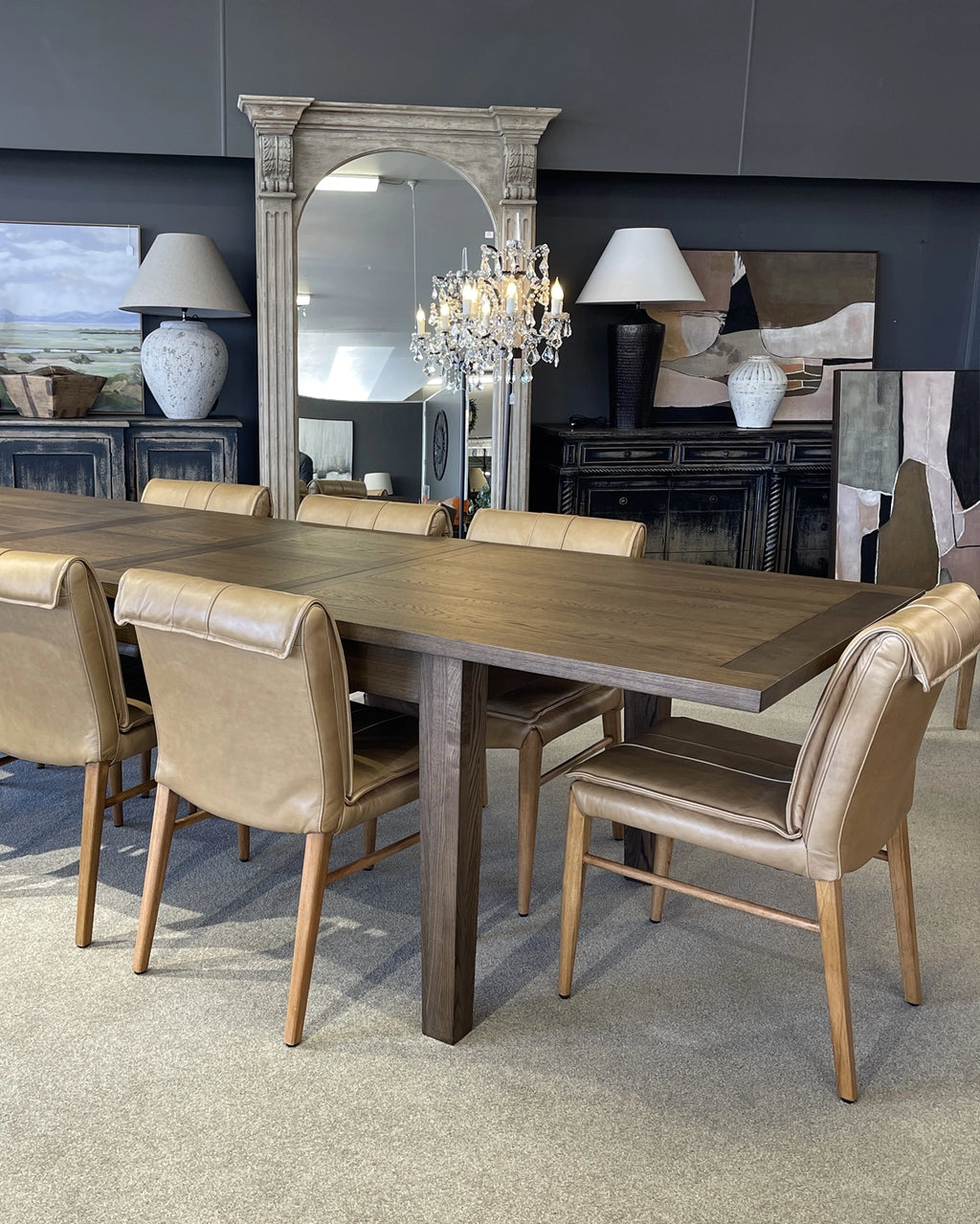 Hartley Extension Dining Table - 2.1m - 2.6m - 3.1m - Dark Brown Oak ...