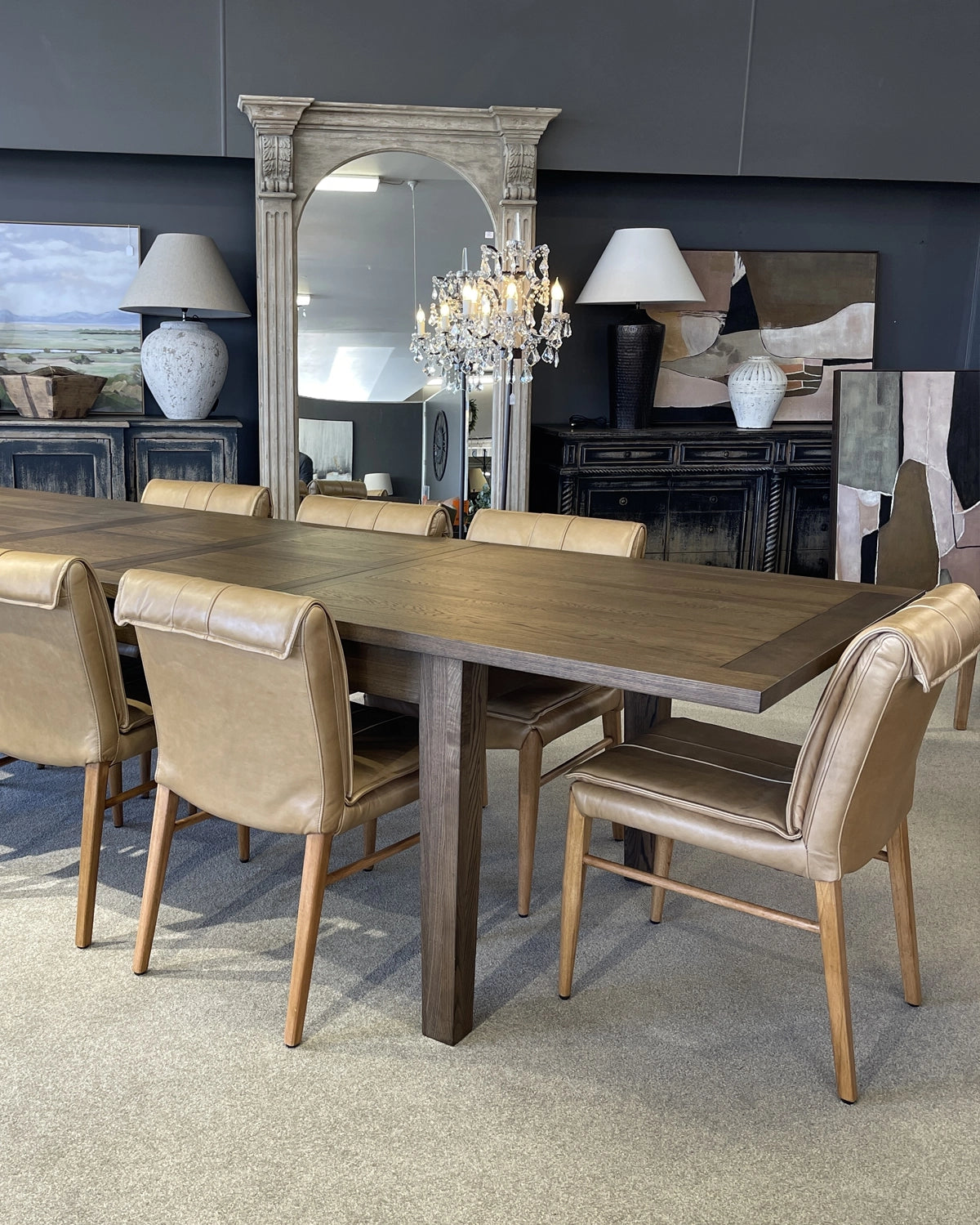 Hartley Extension Dining Table - 2.1m - 2.6m - 3.1m - Dark Brown Oak