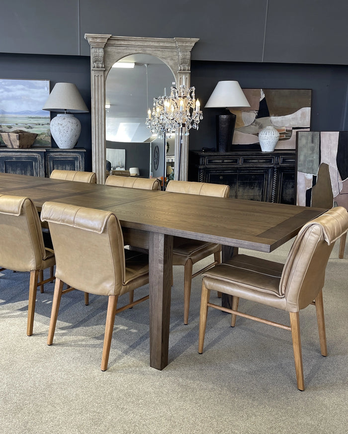 Hartley Extension Dining Table - 2.1m - 2.6m - 3.1m - Dark Brown Oak
