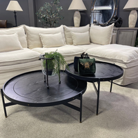 Harwood Round Black Coffee Tables - Nest of 2