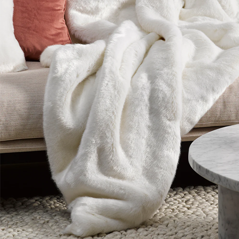 Heirloom NZ Made Faux Fur Throw 150x180cm Polar Bear Greenslades Furniture