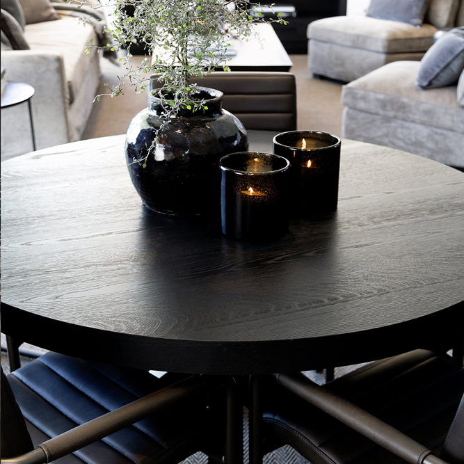 Artwood Hunter Round Dining Table - Black - 130cm