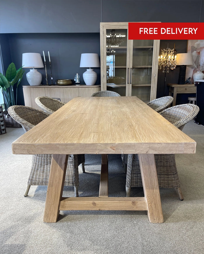 Idaho Solid Elm Dining Table - 240CM