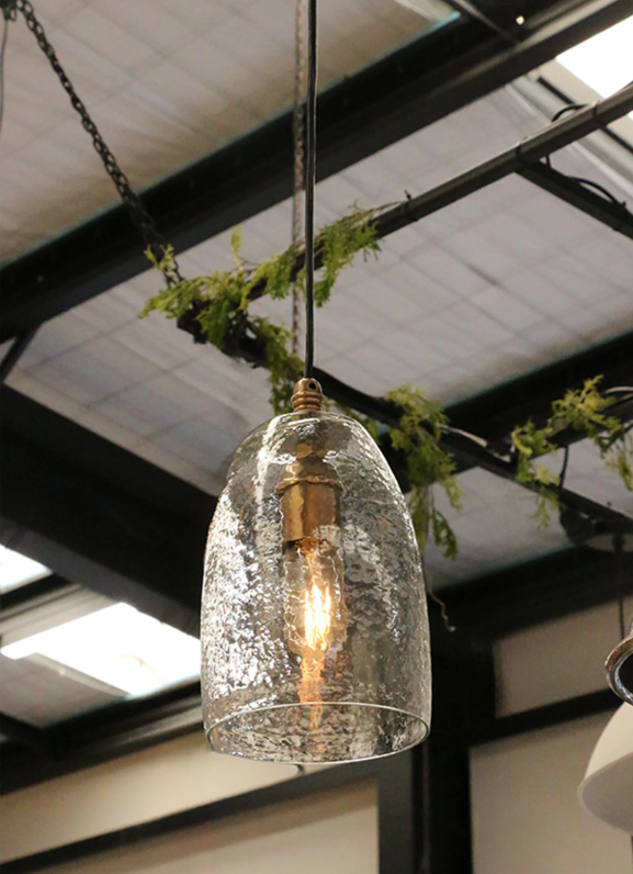 Jamaica Antique Brass & Glass Hanging Lamp