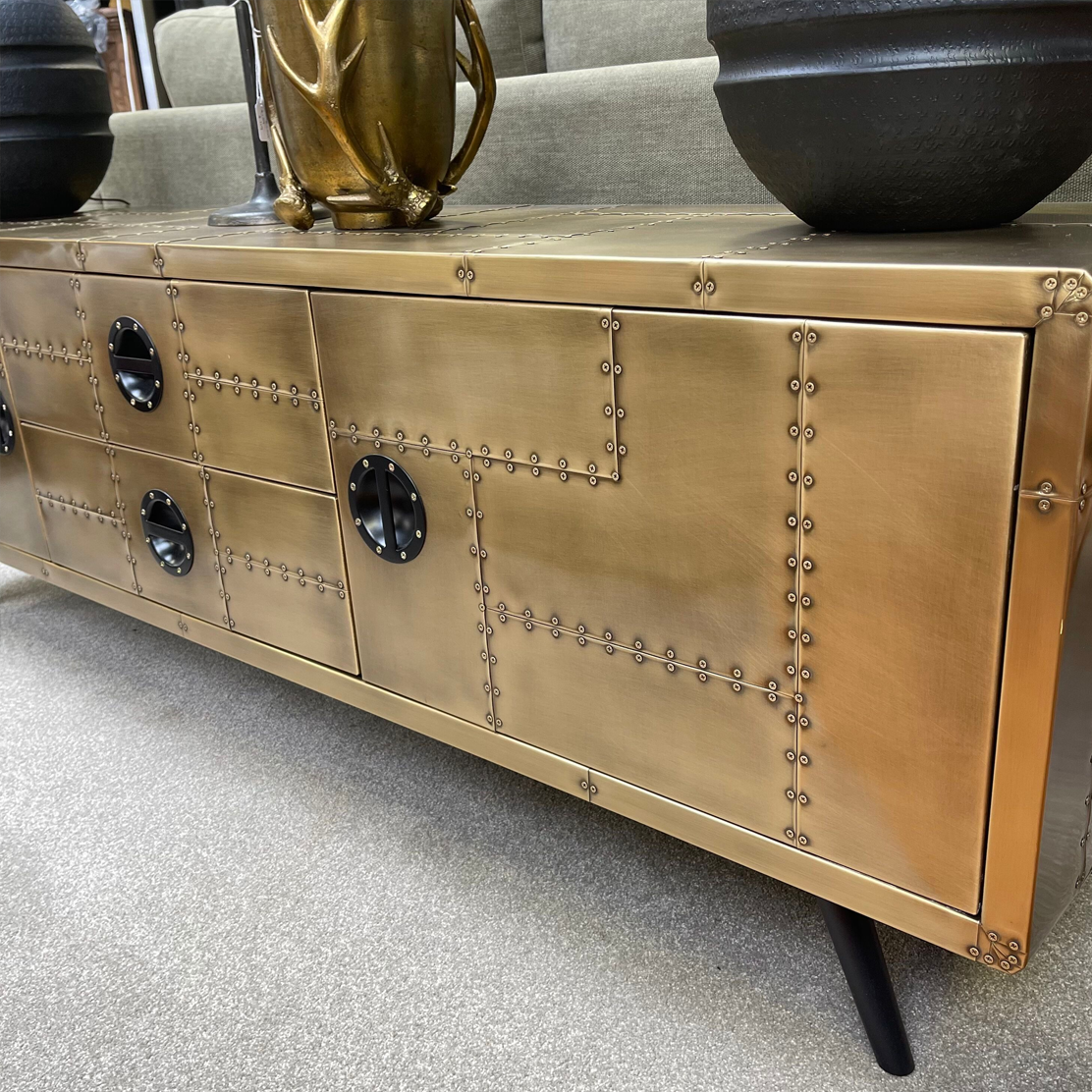 Jet Entertainment TV Unit in Vintage Brass