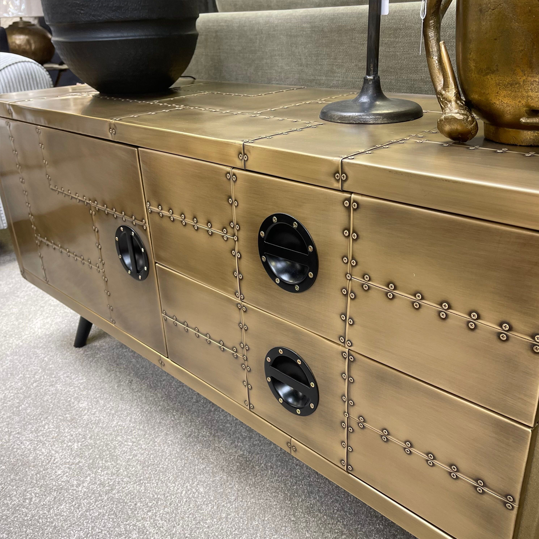 Jet Entertainment TV Unit in Vintage Brass