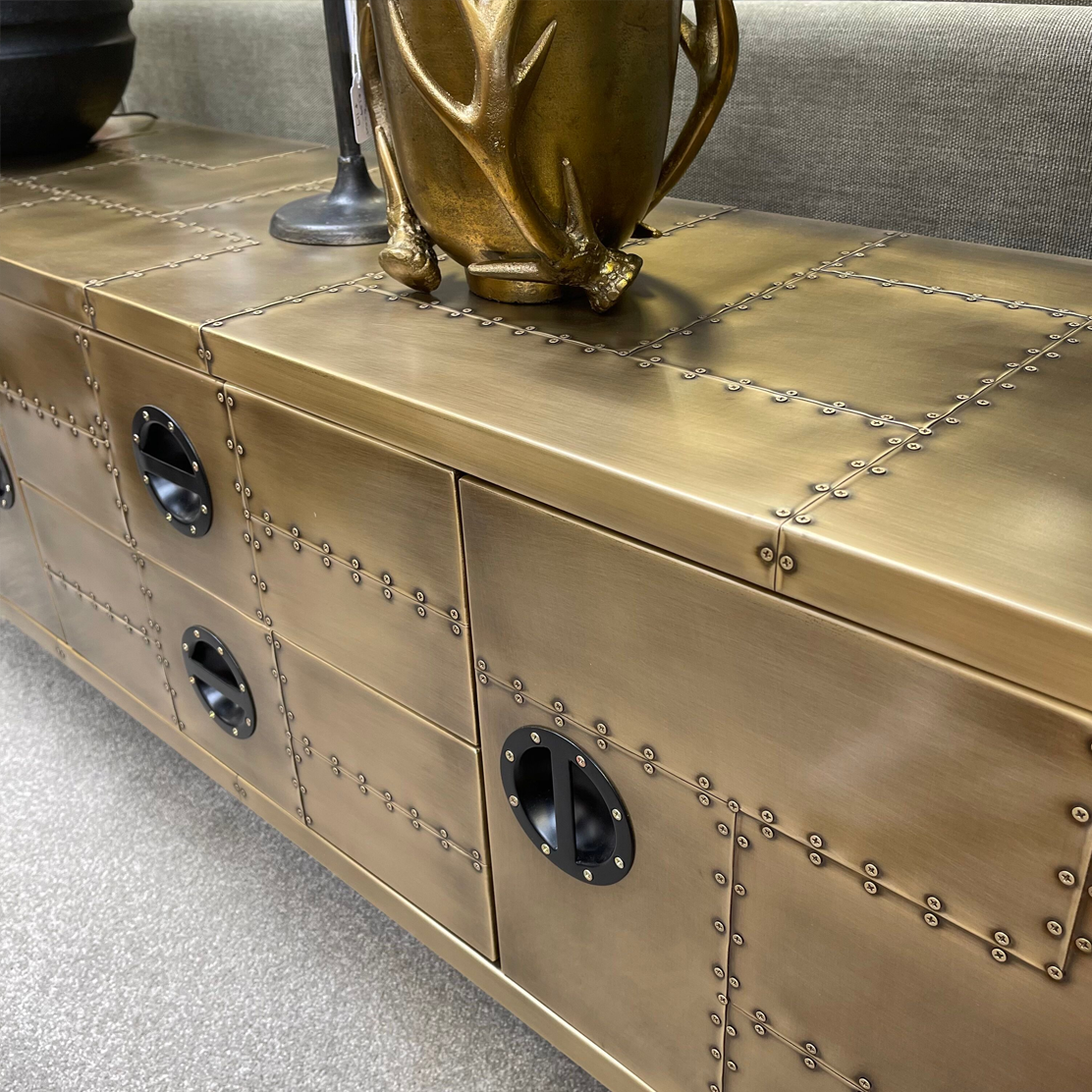 Jet Entertainment TV Unit in Vintage Brass