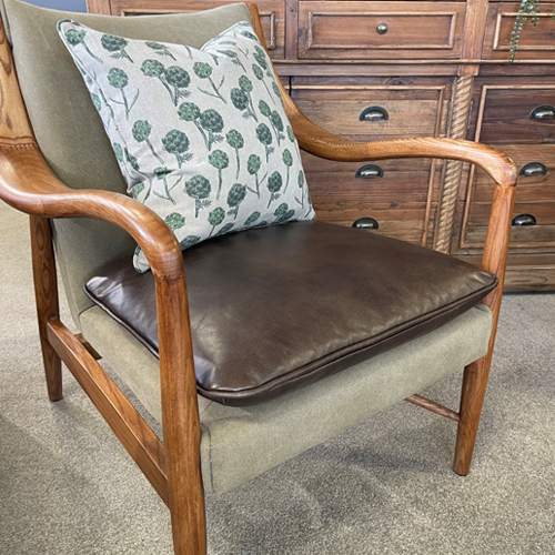 Juniper Armchair - Olive Canvas & Leather