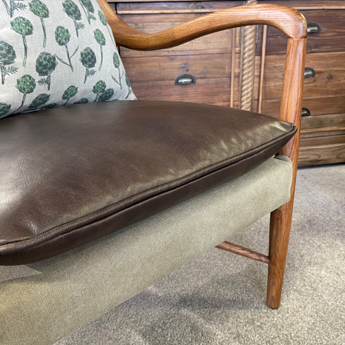 Juniper Armchair - Olive Canvas & Leather