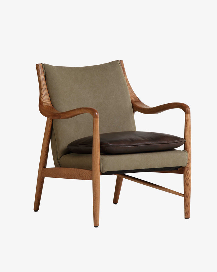 Juniper Armchair - Olive Canvas & Leather