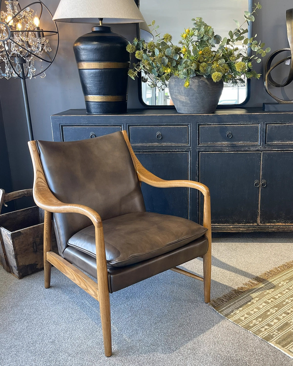 Juniper Leather Armchair - Dark Brown