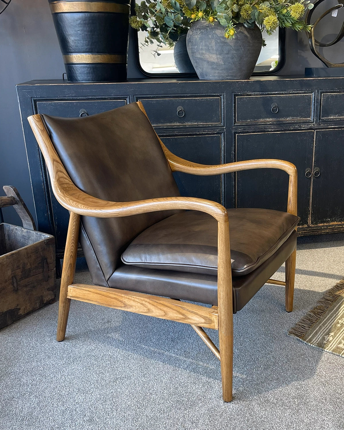 Juniper Leather Armchair - Dark Brown