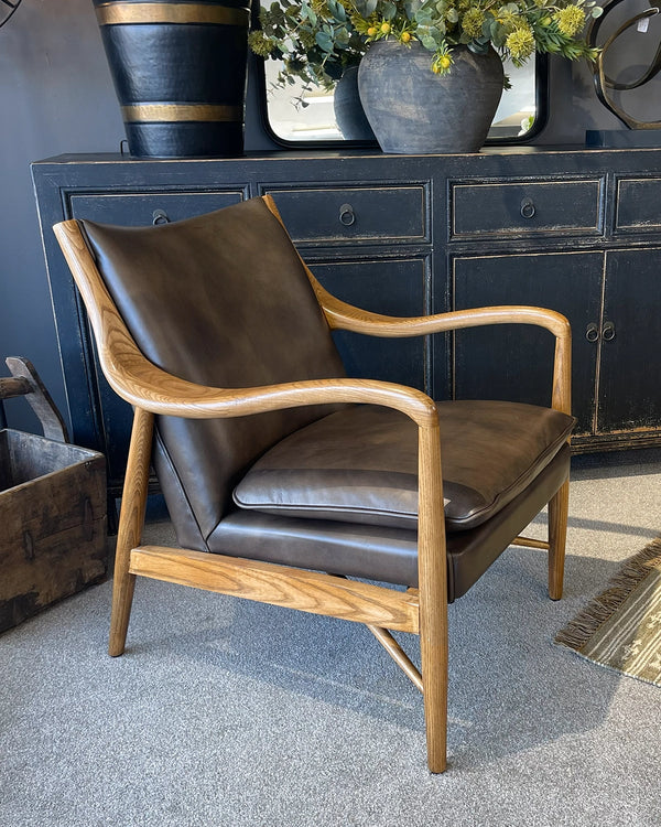 Juniper Leather Armchair - Dark Brown