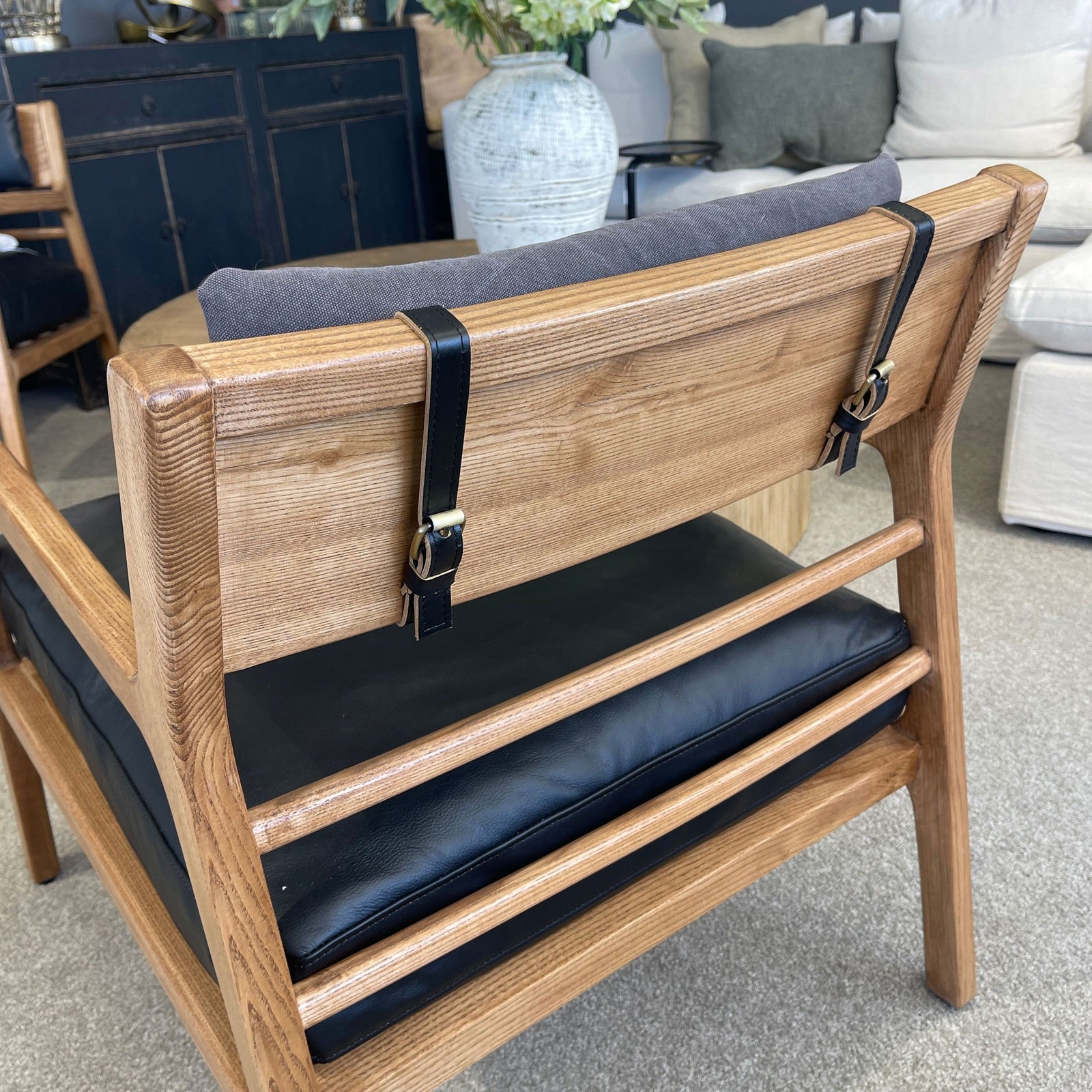 Kansas Leather Armchair - Black