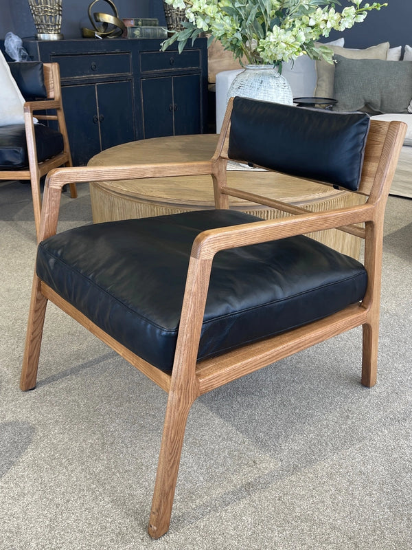 Kansas Leather Armchair - Black