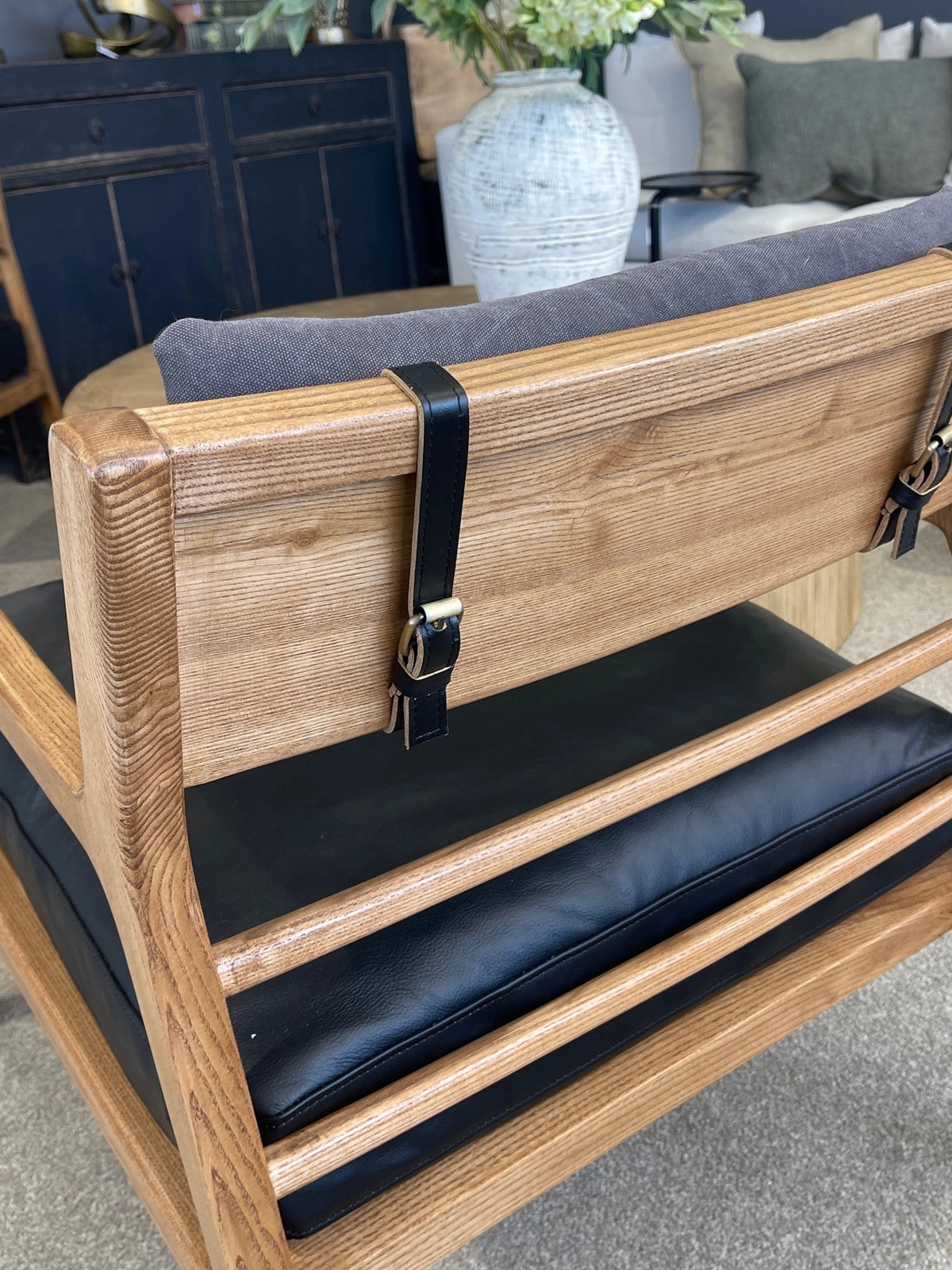 Kansas Leather Armchair - Black