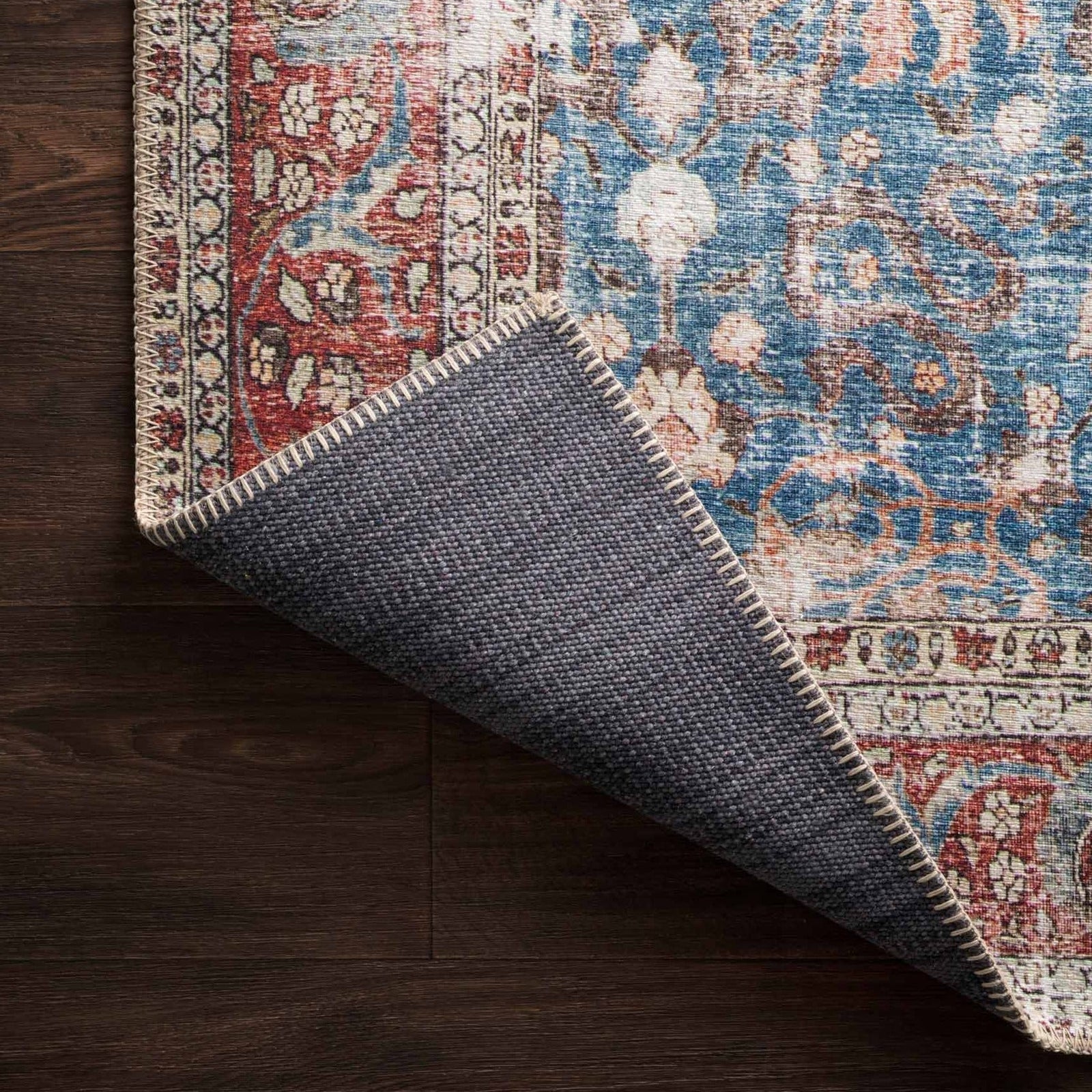 Loloi Loren Floor Rug - Blue/Brick - 76CM x 2.29M Runner