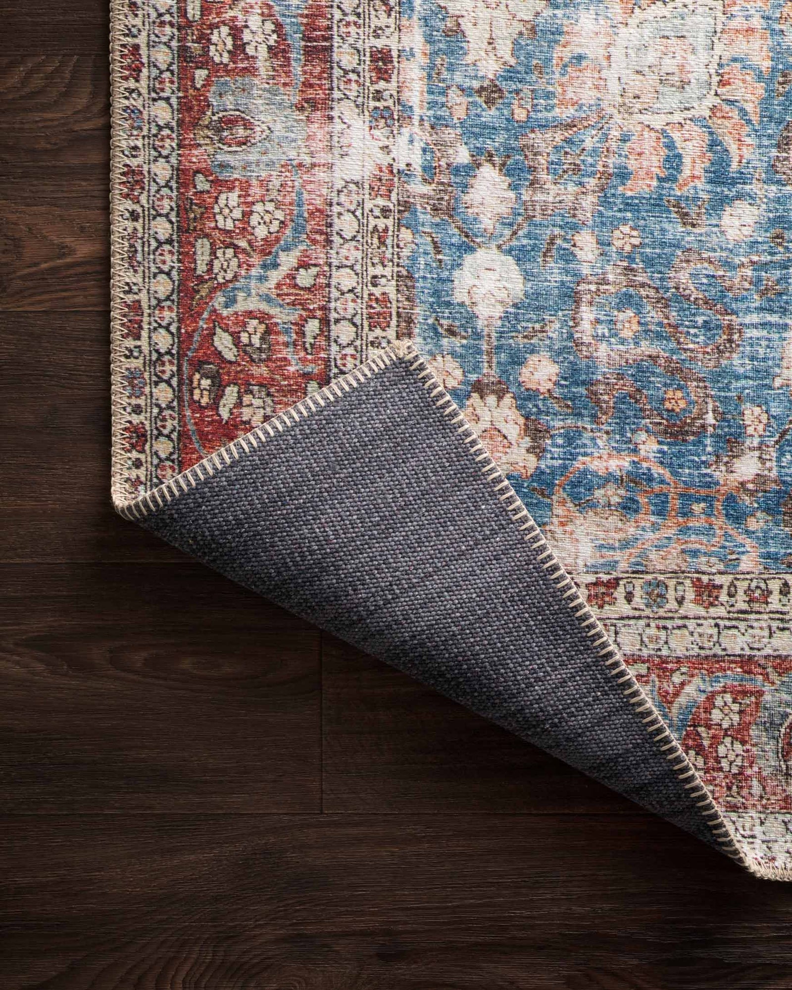 Loloi Loren Floor Rug - Blue/Brick - 76CM x 2.29M Runner