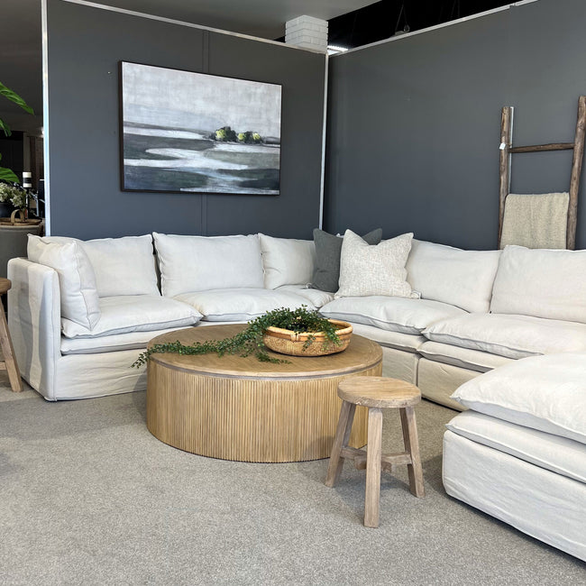 Laguna Linen Slipcover Sectional - Corner Setting Example