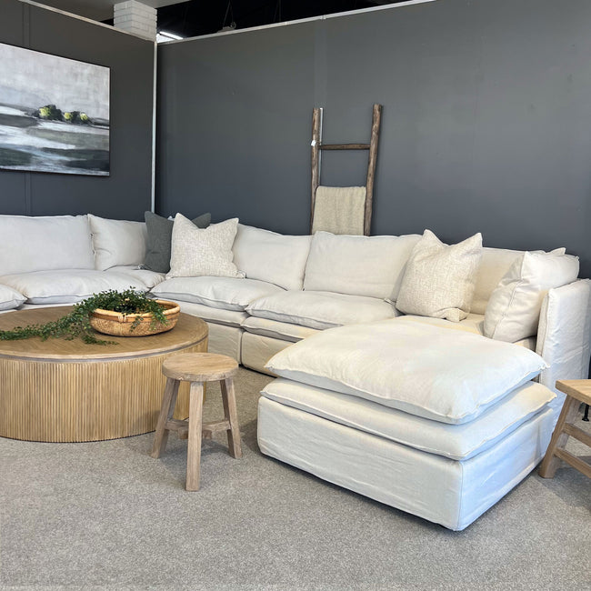 Laguna Linen Slipcover Sectional - Corner Setting Example