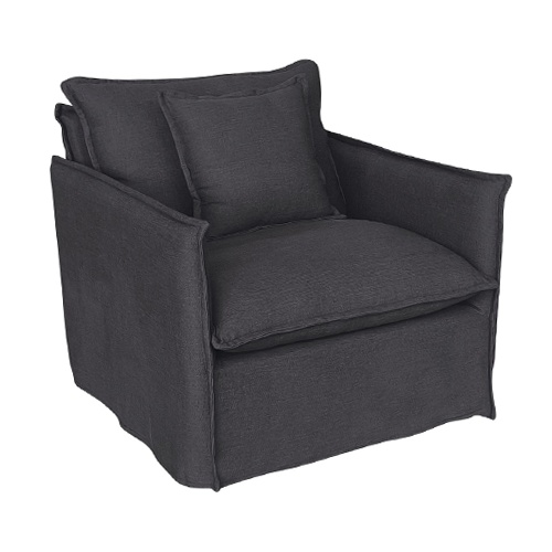 Malibu Linen Slip Cover Armchair - Charcoal