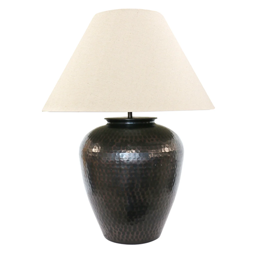 Urn Lamp in Dark Bronze Finish + Shade