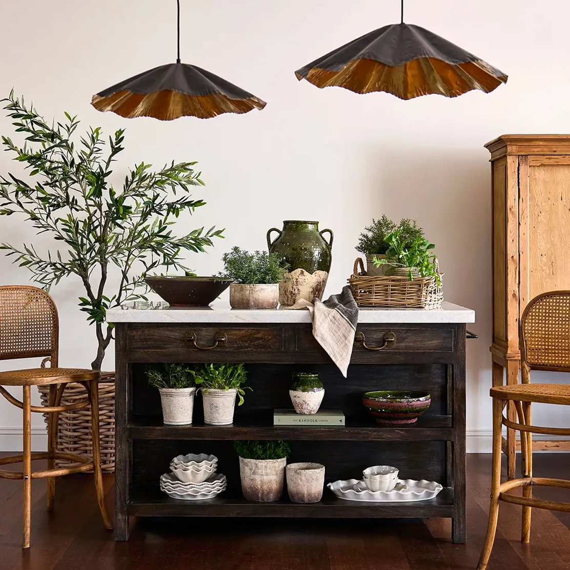 Lars Marble Kitchen Island - Aged Black - Large