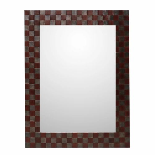 Leather & Metal Check Mirror