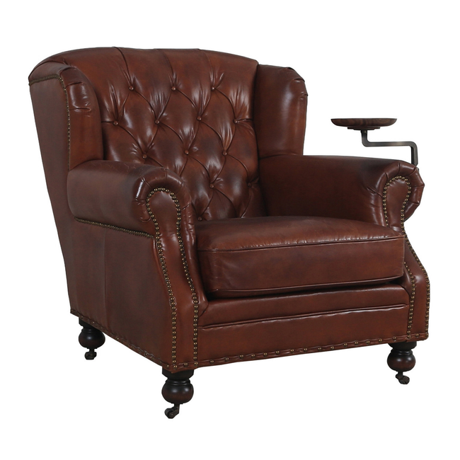 Lloyd Armchair with Drink Holder - Aged Brown