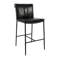 Maxson Barstool - Black Leather - Metal Legs