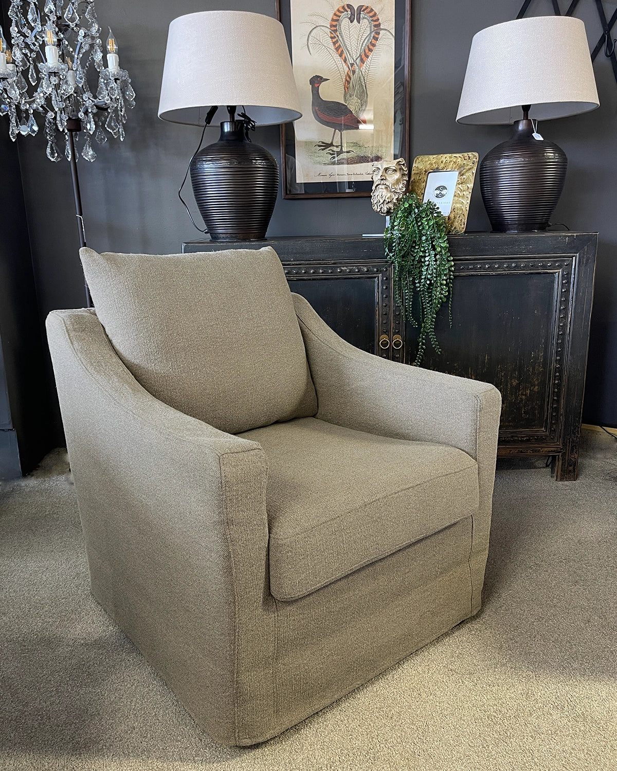 Maine Slipcover Armchair - Khaki