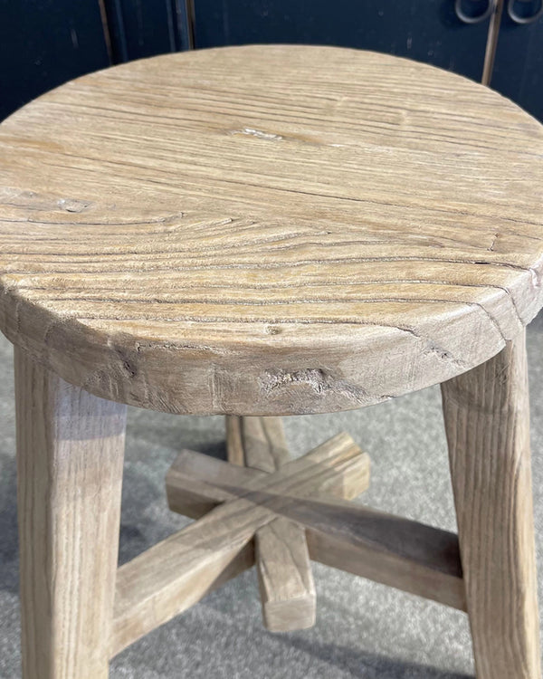 Malaga Wooden Elm Side Table Stool - Round