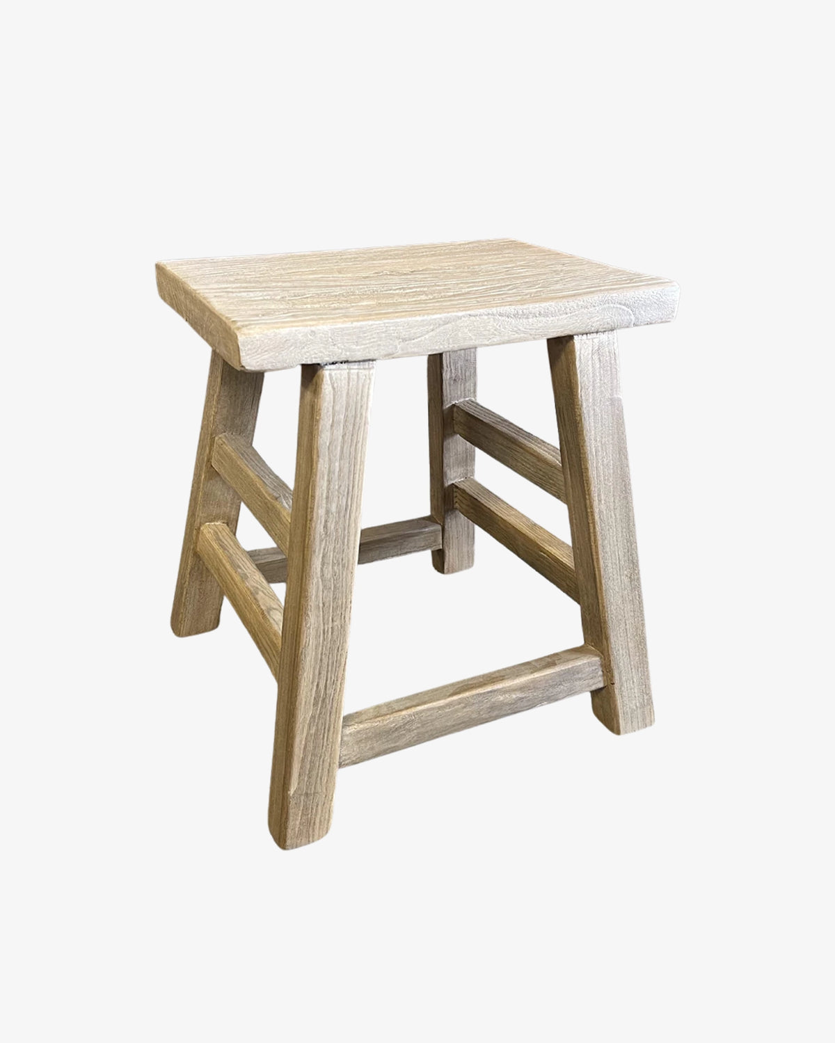 Malaga Wooden Elm Side Table Stool - Rectangle