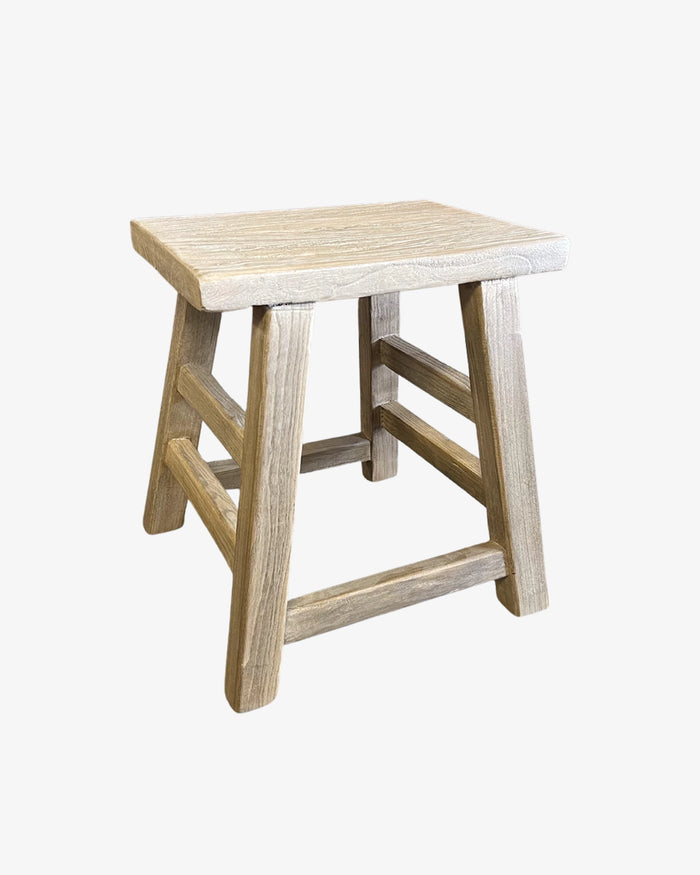 Malaga Wooden Elm Side Table Stool - Rectangle