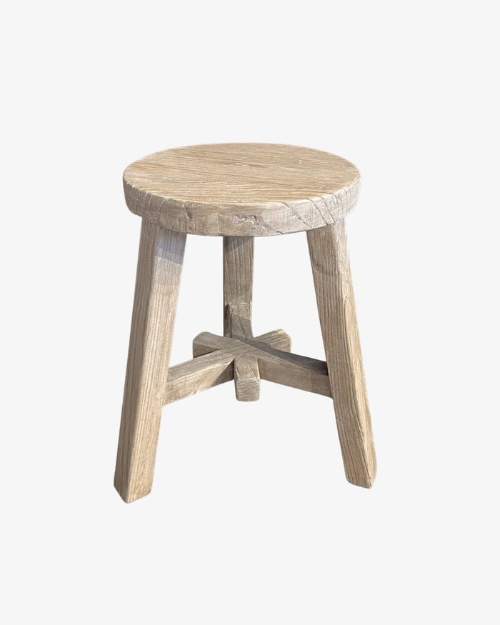 Malaga Wooden Elm Side Table Stool - Round