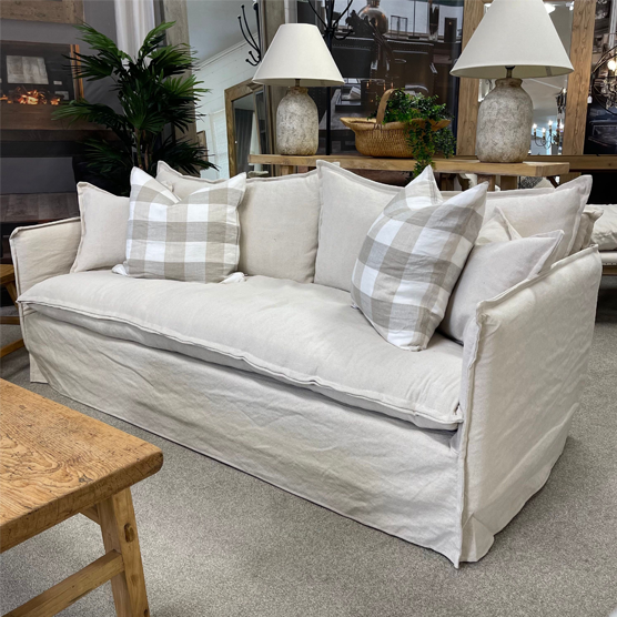Malibu 2.5 Seater Linen Slipcover Sofa - Natural