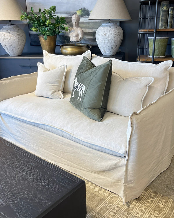 Malibu 2.5 Seater Linen Slipcover Sofa - Natural