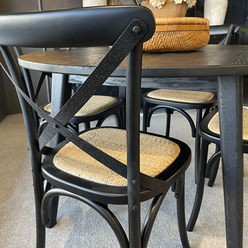 Marcel Cross Back Dining Chair Black with Metal Cross Greenslades Furniture