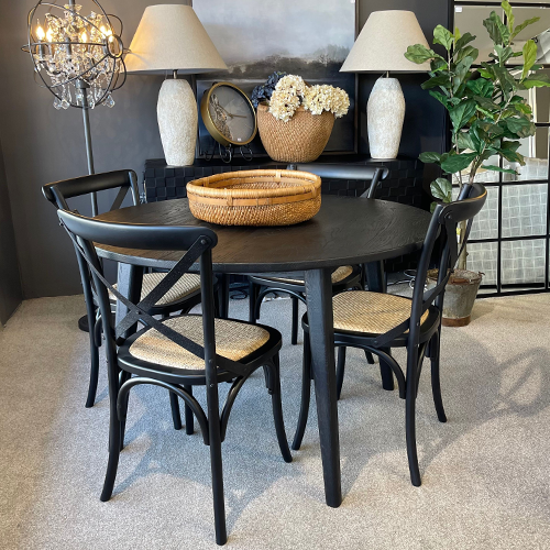 Marcel Cross Back Dining Chair - Black with Metal Cross