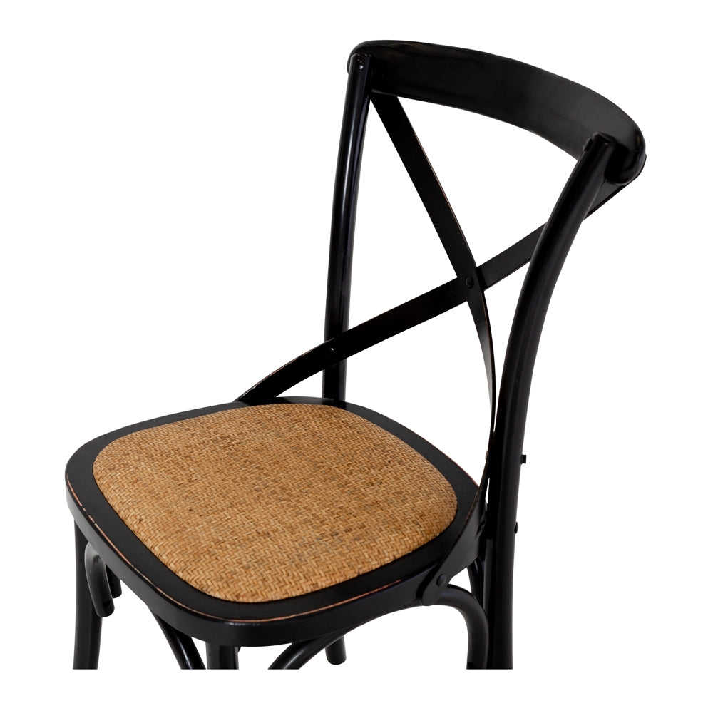 Marcel Cross Back Dining Chair Black with Metal Cross Greenslades