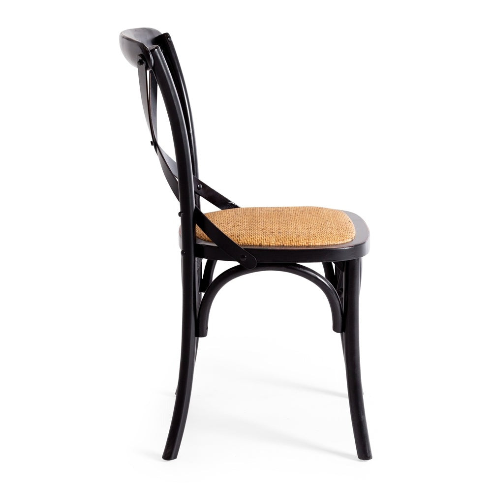 Marcel Cross Back Dining Chair Black with Metal Cross Greenslades