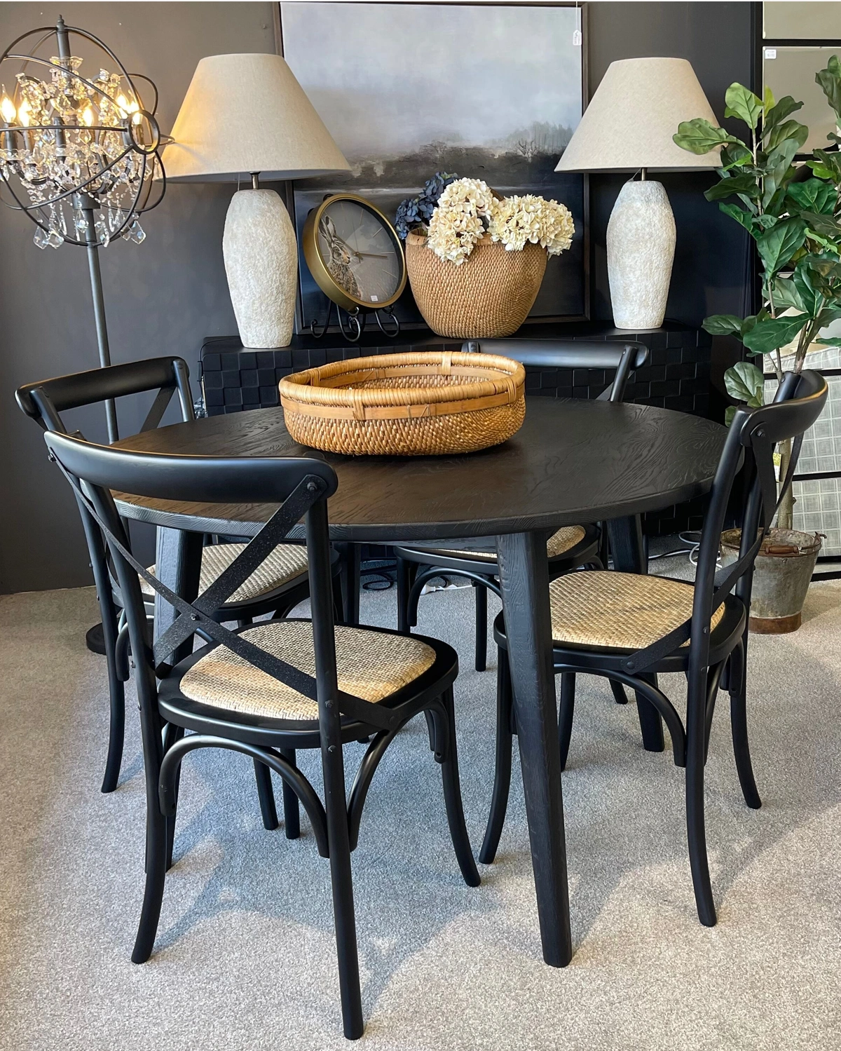 Marcel Cross Back Dining Chair - Black with Metal Cross