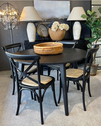Vicchy Round Oak Dining Table - 120cm - Black